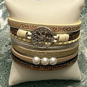 Silver and Gold Tree of Life Multi-Layer Bracelet
